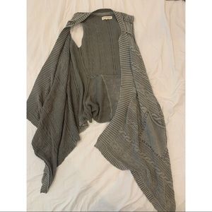 Gray Sweater Knit Sleeveless Cardigan